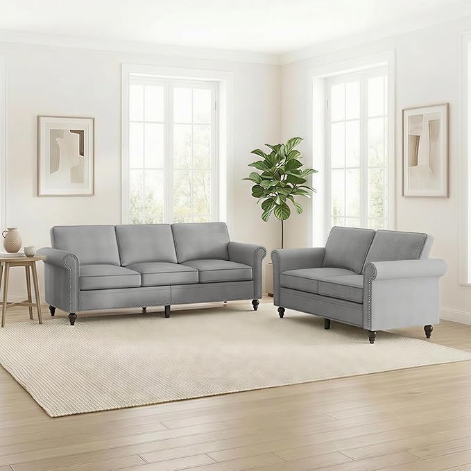Living Room Sofa Sets 2 Piece, Modern 3 Seater Sofa and Loveseat Couch Sets