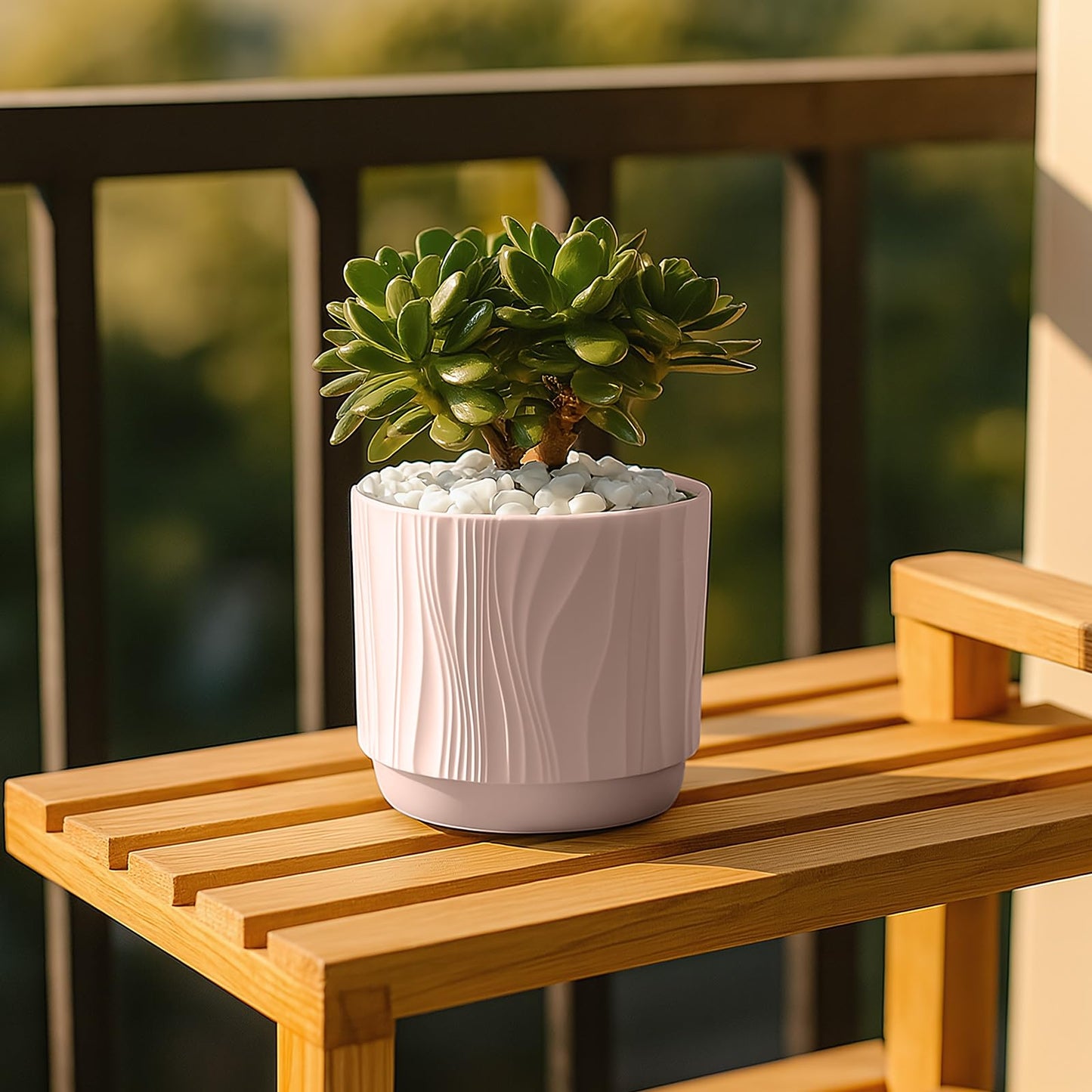 OXART Ceramic Planter with Drainage, 7.6+6.2+5 inch Plant Pot, Set of 3, Round Flower Pots for Intdoor Outdoor Plants, Home, Office, Garden, Lilies, Cacti, Succulents, Snakes, and Pothos, Pink