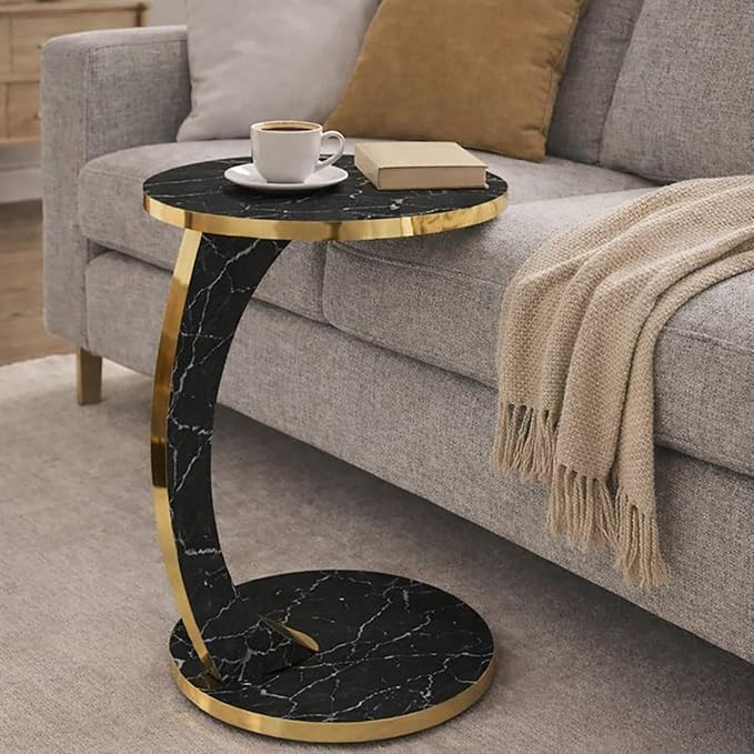 Luxury C Shaped Golden Effect Side Table