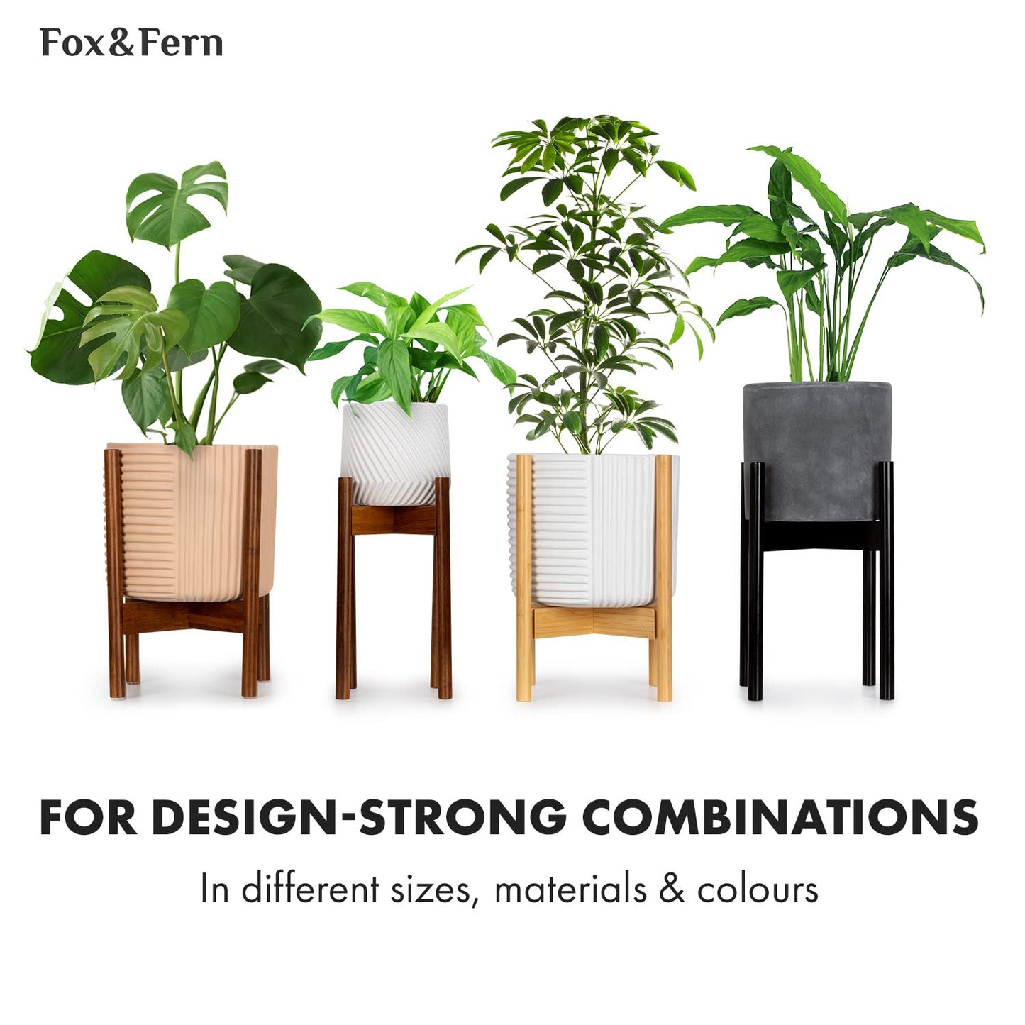 Fox & Fern Large 15 Inch Planter - Premium Lightweight Fiberstone Black Plant Pot with Drainage Plug; Ideal for Indoor and Outdoor Plants