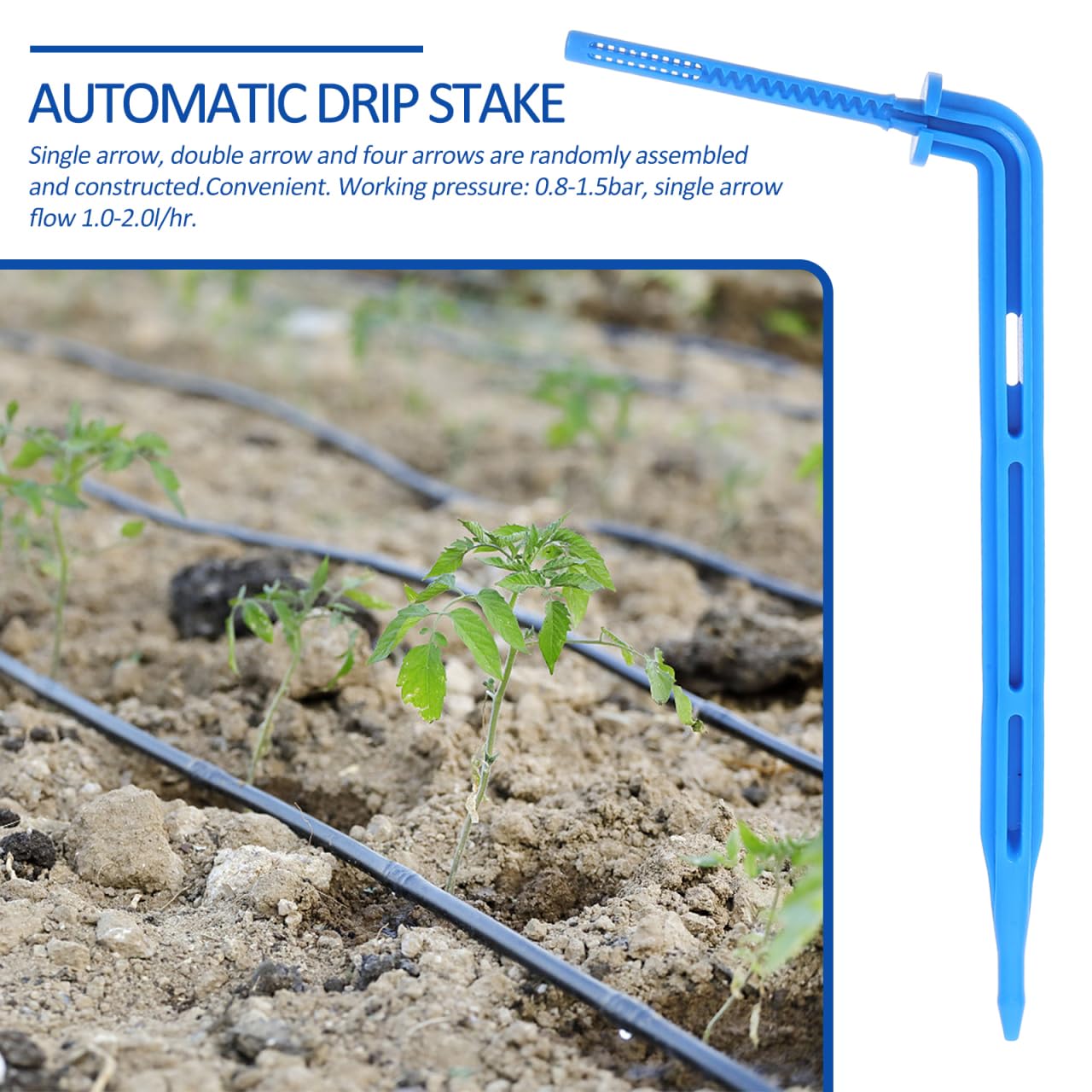 balacoo 100pcs Automatic Drip Waterer Irrigation Support Stakes Micro Irrigation Drippers Automatic Drip Stake Irrigation System Stakes Floor Ventilation Grill Spray Drip Irrigation, Blue