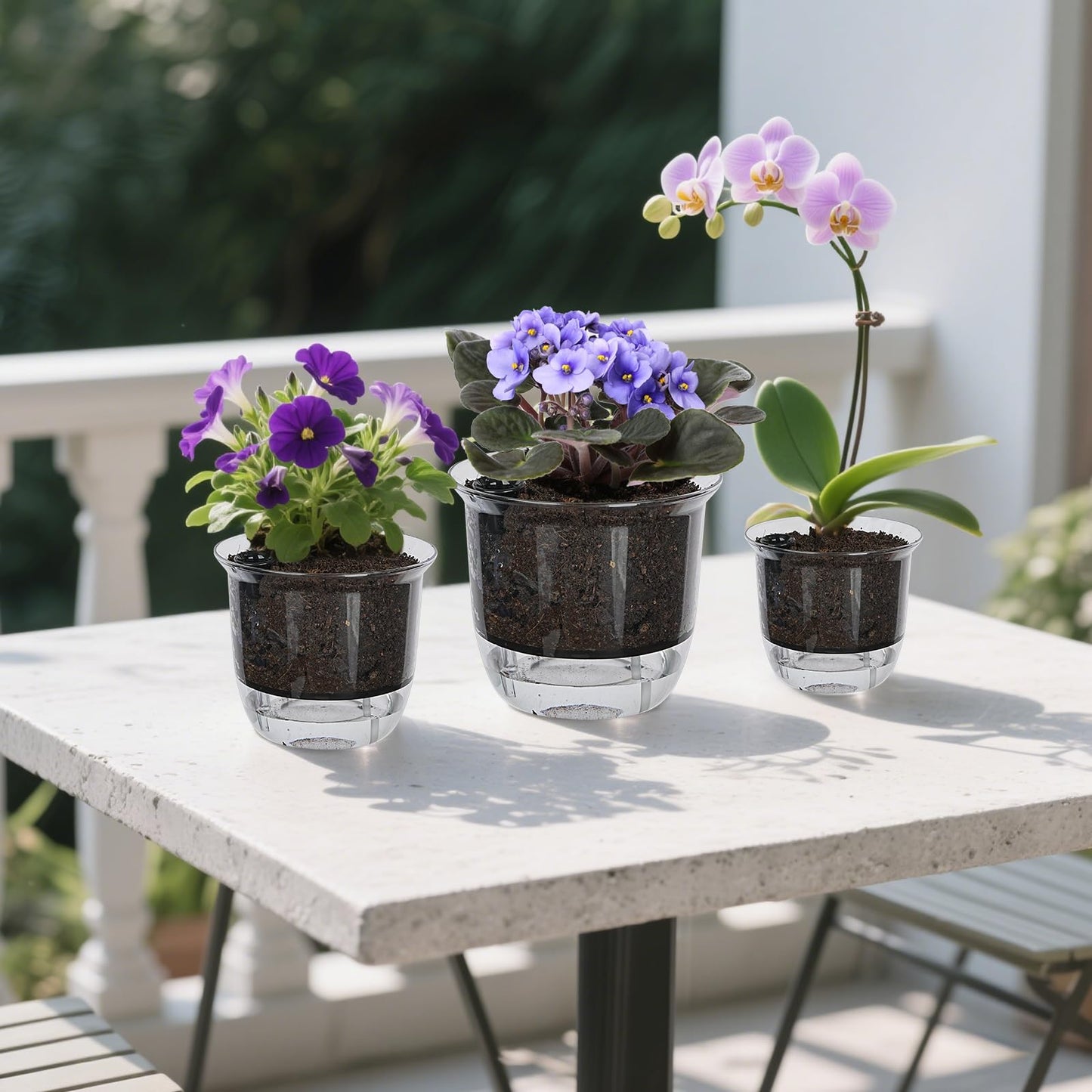 IWNTWY Plant Pots 6/5/4 inch Set of 3, Self Watering Pots for Indoor Outdoor Plants Flowers, Self Watering Planters with Reservoir, Drainage Hole and Absorbent Cotton Rope
