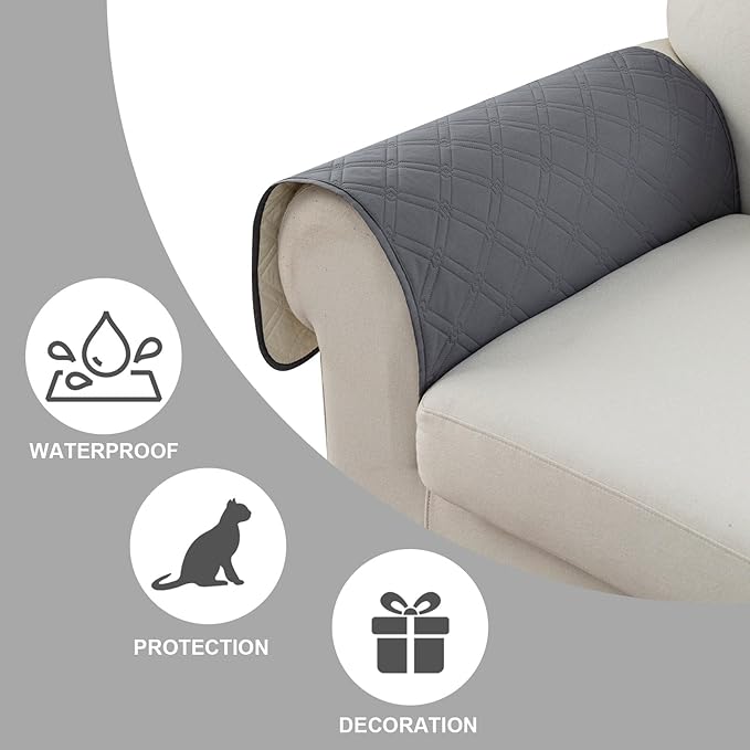 Genina Sofa Armrest Cover, Anti-Slip Armchair Slipcovers