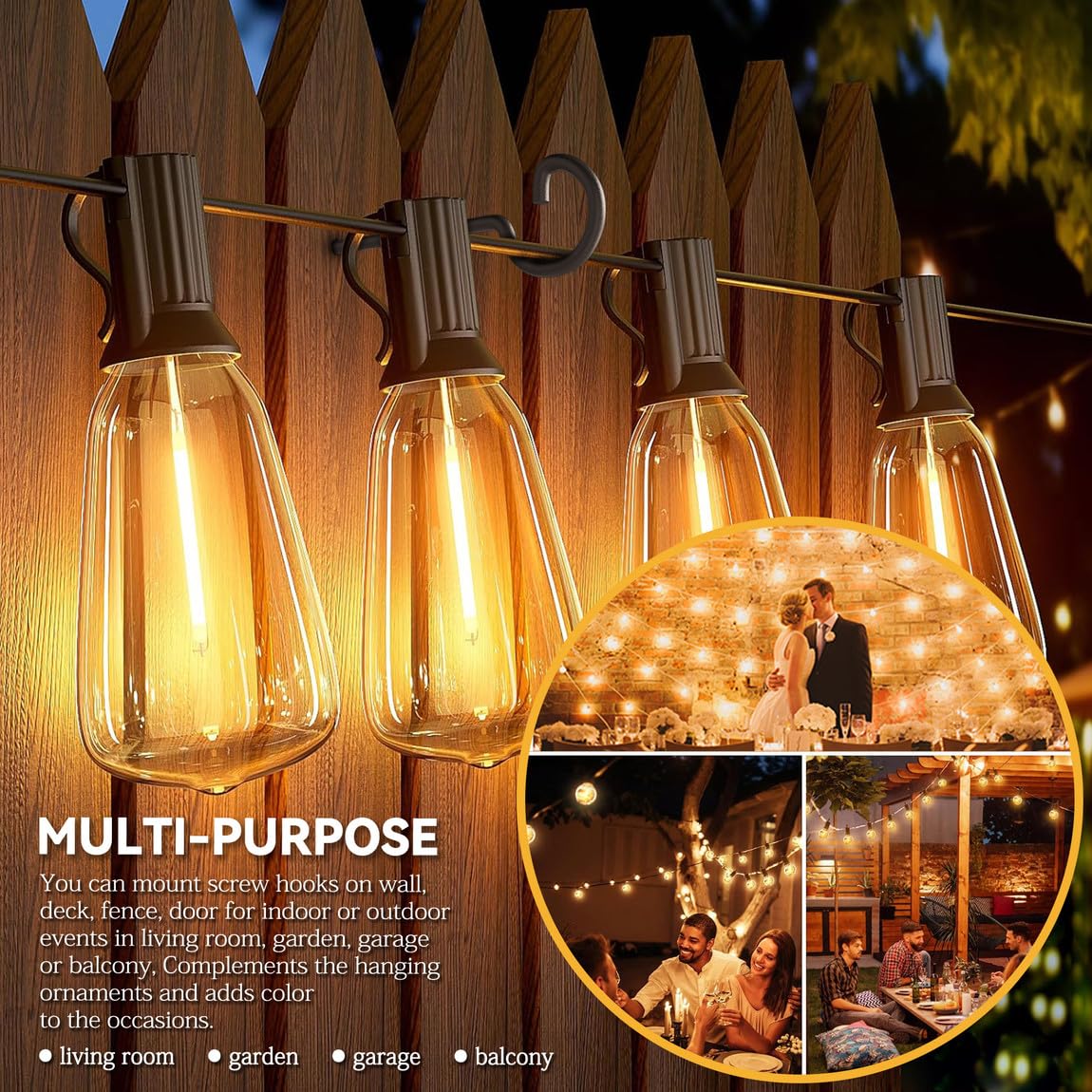 QTJUST Long Screw in Hooks for Hanging,20Pcs 6In Plant Hooks Outdoor Bird Feeder Hooks Metal Ceiling Hooks for Hanging Plants,String Lights,Christmas Lights Hanger Hooks