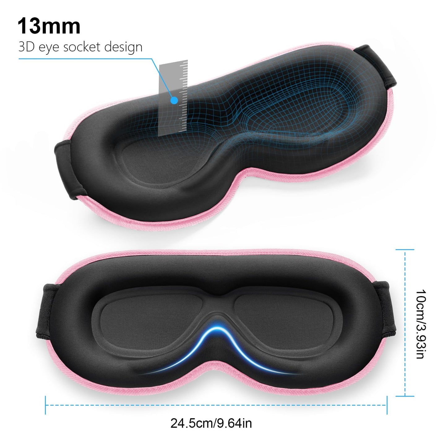Gritin 100% Blackout Sleep Eye Mask for Women Men, Zero Pressure Sleeping Mask - Ergonomic Design 3D Cutout Eye Movement and Eyelash Friendly Night Blindfold, Ultra Soft Comfortable for Sleeping