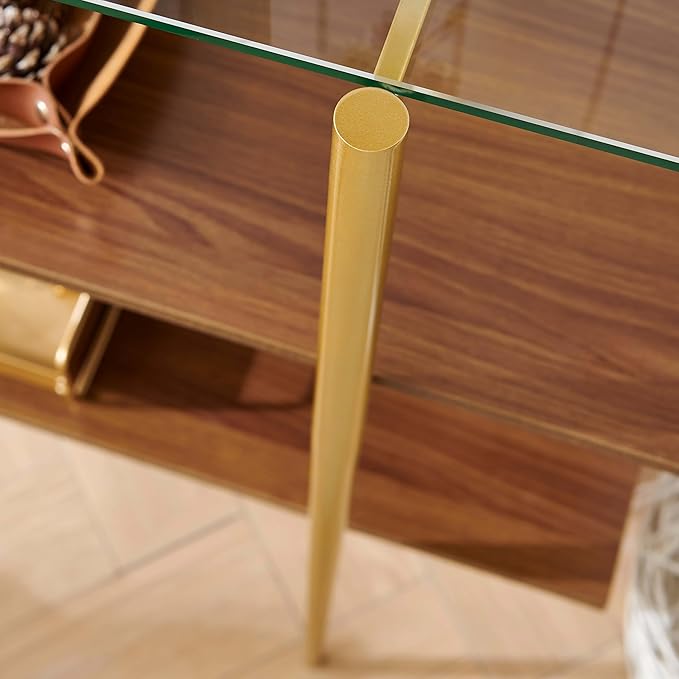 LumFurn Glass Console Table for Living Room, Foyer & Entrance, H41 x W14 x