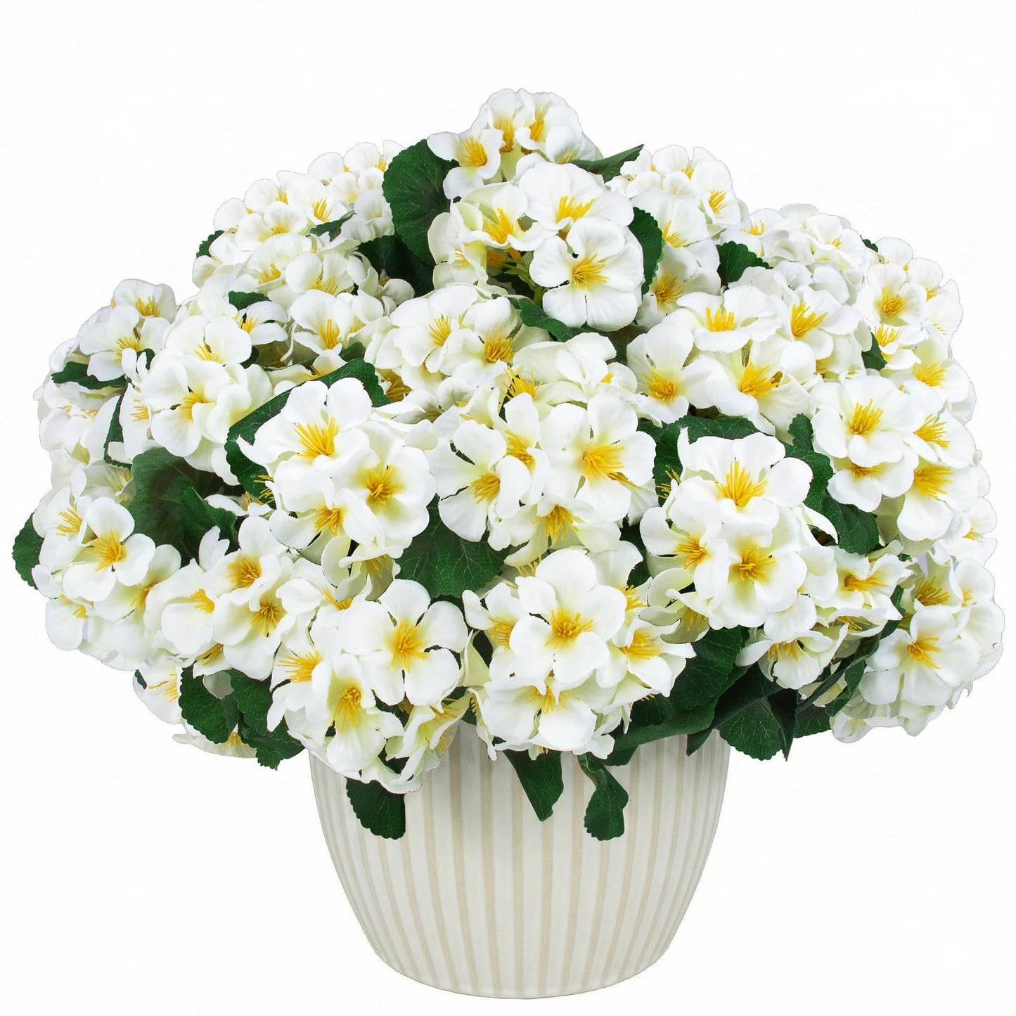 Hananona 6 Pcs Artificial Geranium Flowers for Outdoors Geranium Silk Flowers Outdoor UV Resistant Garden Plants Faux Flowers for Home Kitchen Table Centerpieces Decor (6, Snow White)