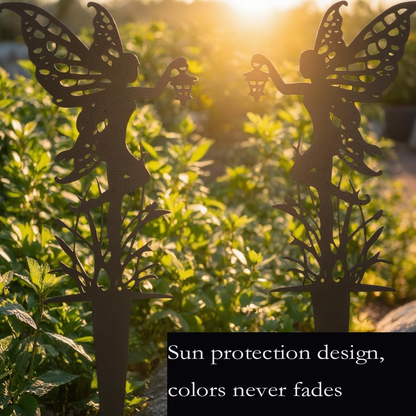 AJHXZMFC Decorative Garden Stakes, Fairy Garden Stakes, Butterfly Fairy Stakes for Weather Resistant Black Metal Outdoor Decorative Art for Women Gift (Matte Black, 18P-A)