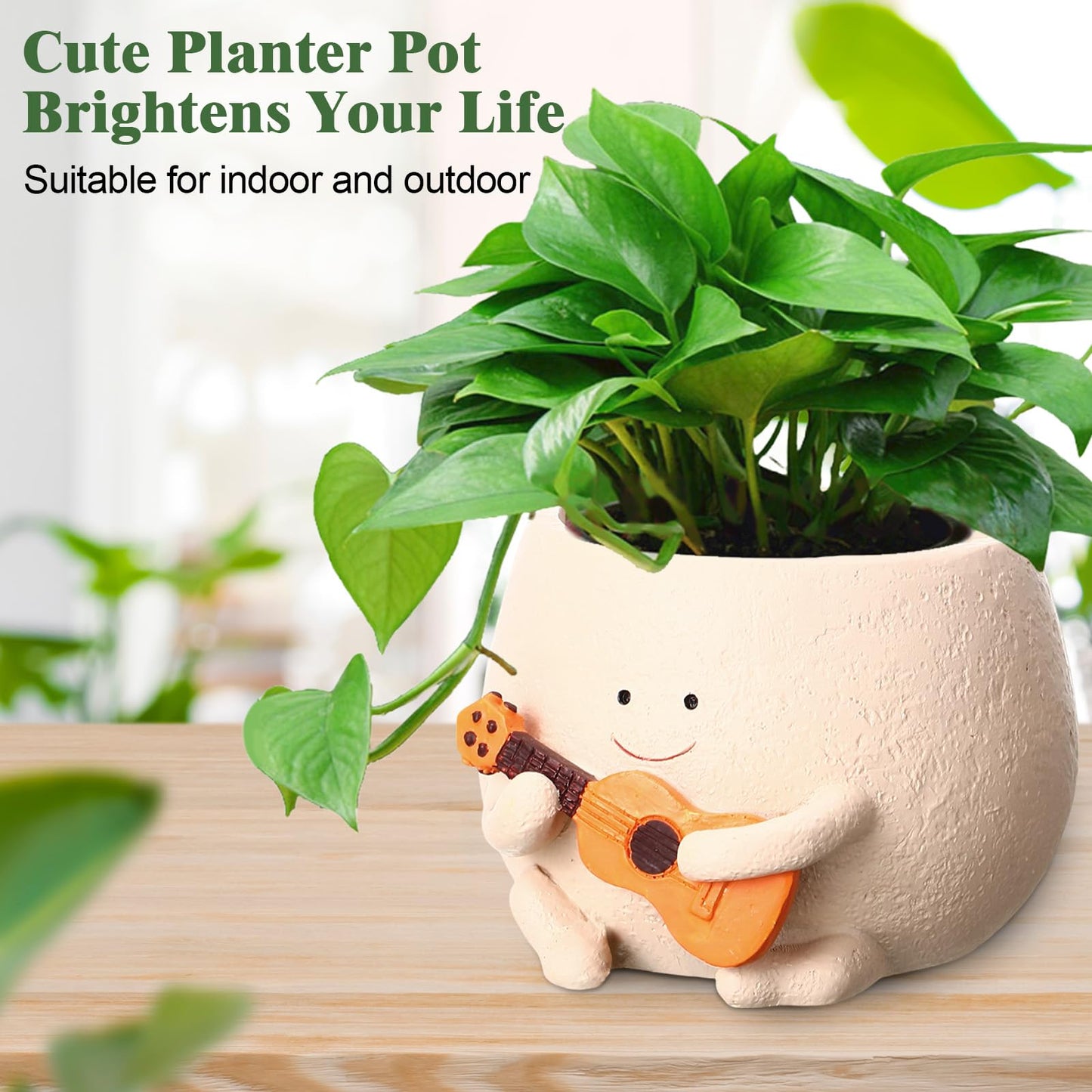 RimCereal 4 Pack Smile Face Planter Pot Small Hanging Swinging Planter Cute Holder for Indoor Outdoor Plants Funny Swing Gifts for Mother's Day Birthday Christmas