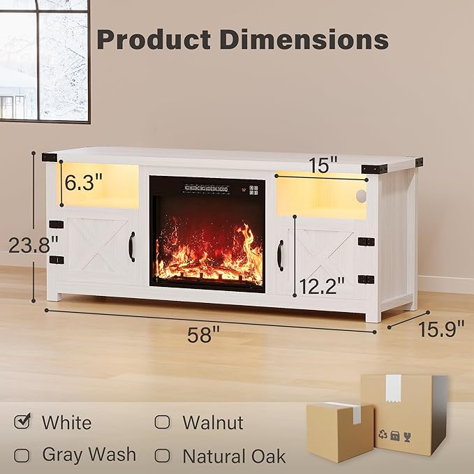 YESHOMY LED Fireplace TV Stand