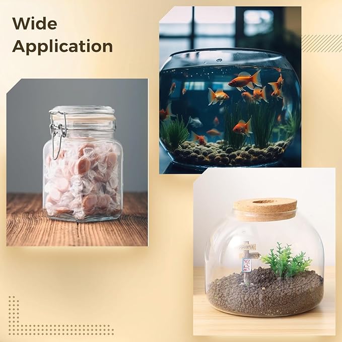 54 oz Glass Fish Bowl Vase with Cork Lid, Clear Bubble Planter Vase Globe Flower Centerpiece, 3 Inch Open Mouth Round Terrarium Vases, 6 Inch Diameter x 5 Inch Height (2PCS)
