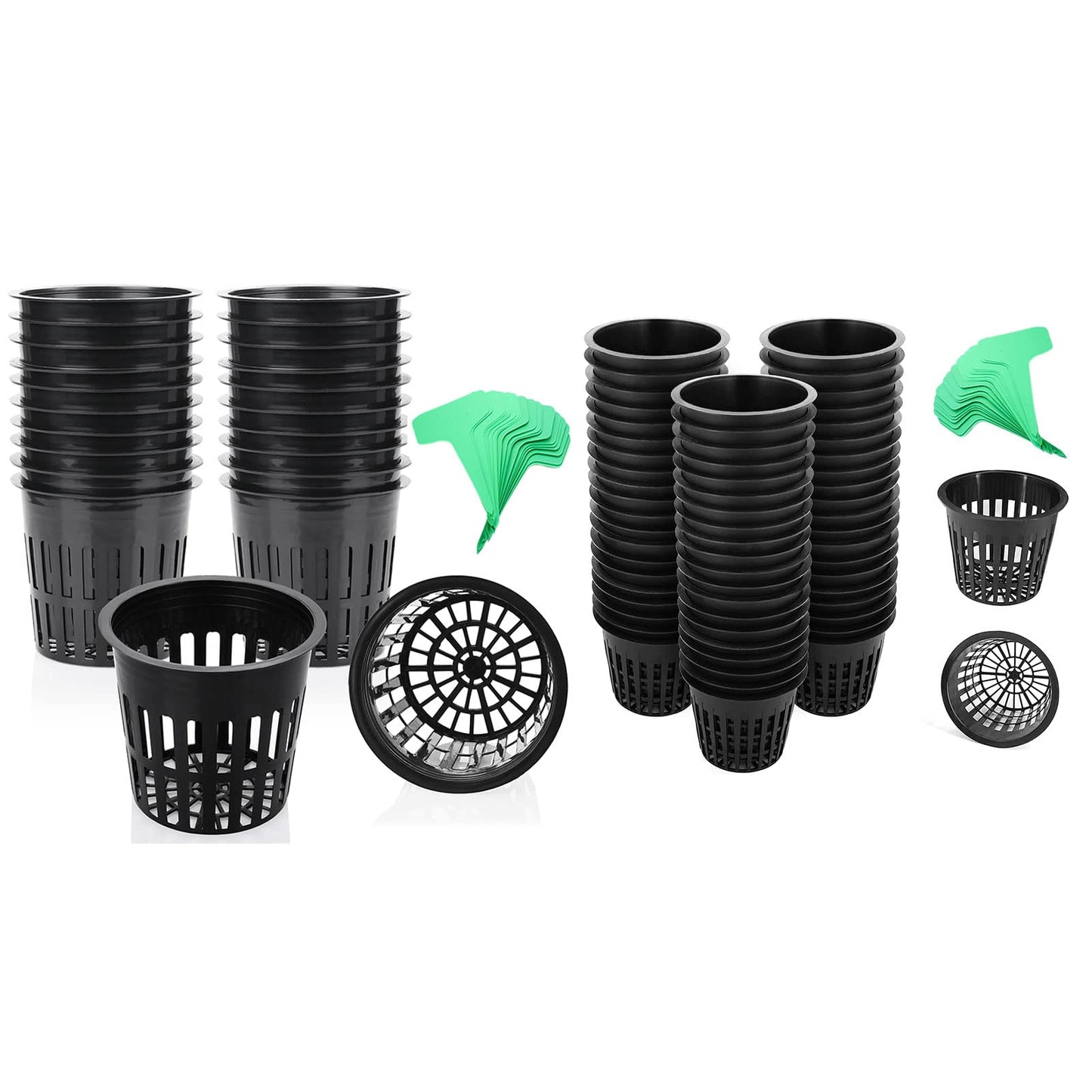 Business King 4 inch Net Pot 20 pcs & 3 inch Net Pot 60 pcs & 80 pcs of Plant Lable