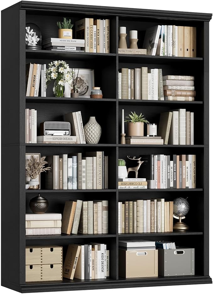 Rresyet 71.8" L *47.2“W Wooden Bookcase and Bookshelf – Extra Large Bookshelf