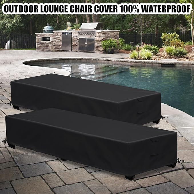 Lounge Chair Covers Outdoor Waterproof Patio Chaise Lounge Cover 600D Weather