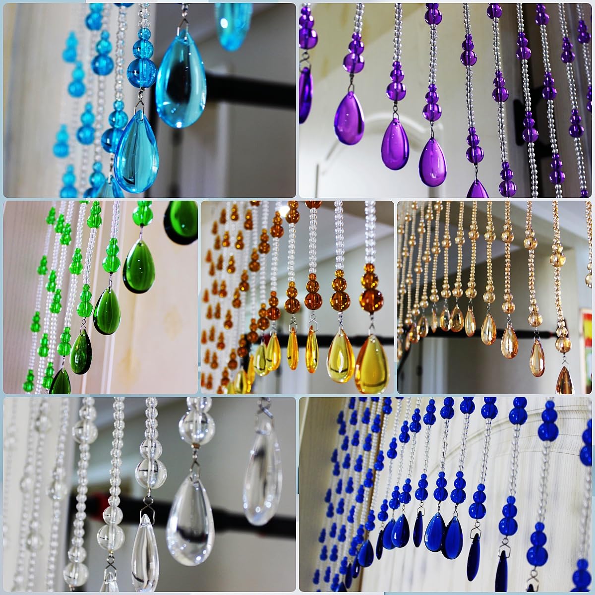 Rekelola Crystal Beaded Curtain for Doorways,Hanging Glass Door Beads Curtains for Windows Room Divider Bedroom Coffee House Bar (25 Strings Champagne)