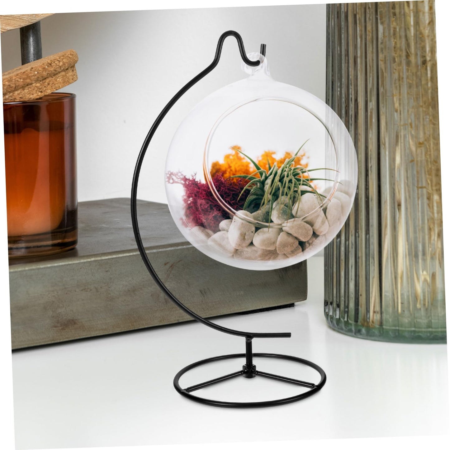 GOOHOCHY Moon Hanger Stand Ornament Display Holder Air Plant Stand Glass Globe Rack