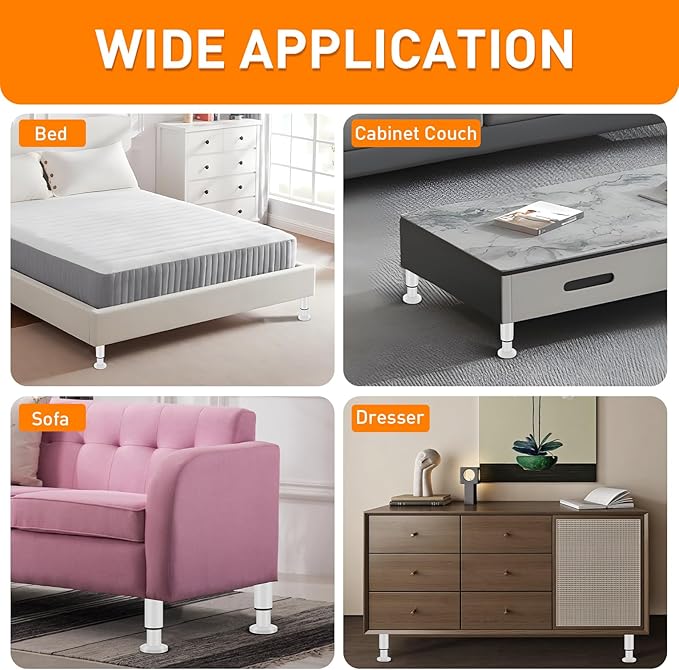 4 Pcs Adjustable Height Furniture Legs 4.72-7.48 inch, Metal Adjustable