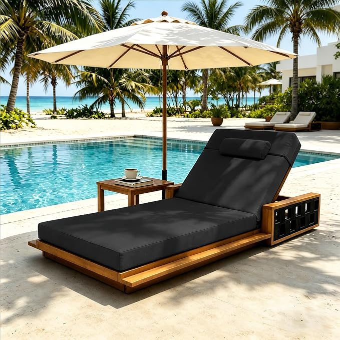 Chaise Lounge Cushion for Outdoor Furniture, Waterproof, Fade-Resistant and