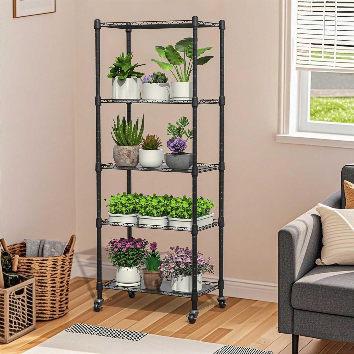 sagrynfp Small Greenhouse for Indoors, 5 Tier 23.1" L×13.2" W×61.2" H mini Greenhouse Outdoor, Indoor Adjustable Shelves