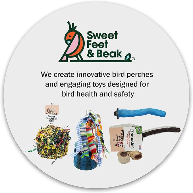 Sweet Feet and Beak Comfort Grip Safety Perch for Bird Cages - Pedicure Perch for Birds to Keep Nails and Beaks in Top Condition - Safe Easy to Install Bird Cage Accessories Small 6.5" - Yellow