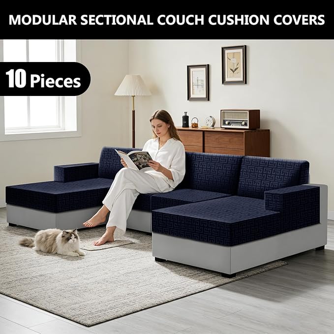 UNBBRRL 10 Pieces Stretch Sofa Cushion Covers