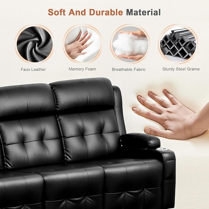 RV Loveseat Recliner Sofa, 3 Seater Massage Wall Hugger Reclining Couch