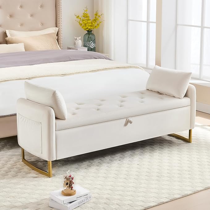 48" End of Bed Bench, Modern Storage Benches