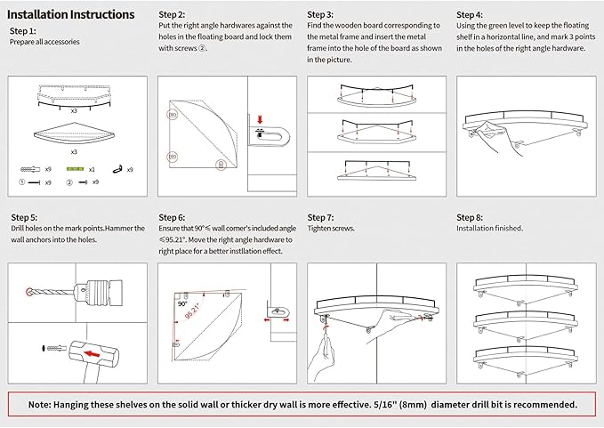 HORLIMER Floating Corner Shelf Wall Mount, Living Room