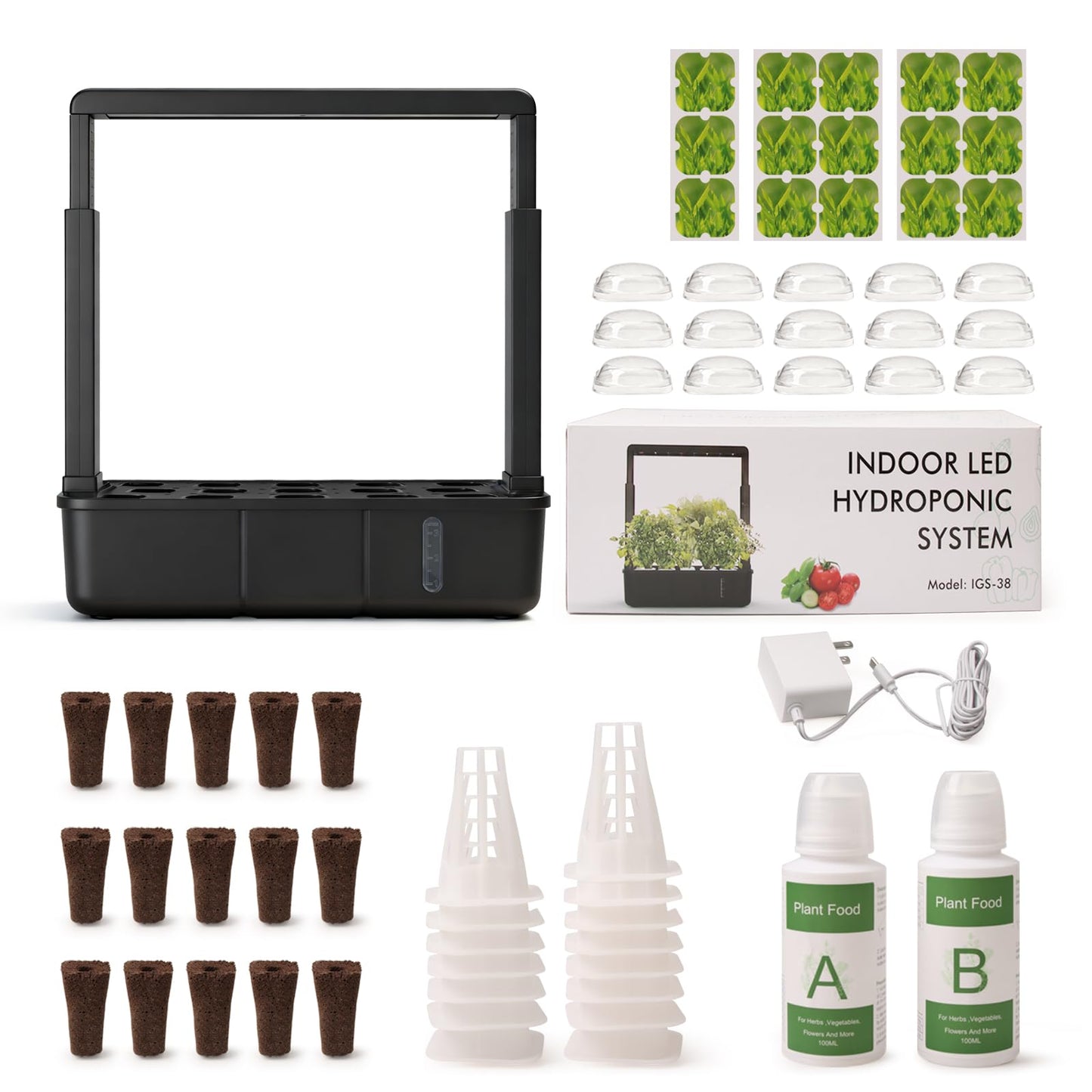15-Pod Indoor Hydroponic Growing System with LED Grow Light, Smart Garden Kit, Adjustable Height, Auto Timer and Quiet Water Pump for Herbs