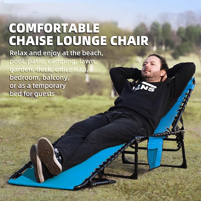 Folding Chaise Lounge Chair Bed Set of 2