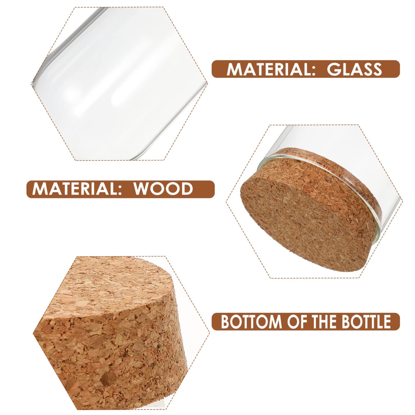 5pcs Cloche Glass Dome Wedding Favor Glass Dome Jars Bottles with Cork Stoppers Display with Cork Base for Party Favors, Arts and Small Projects