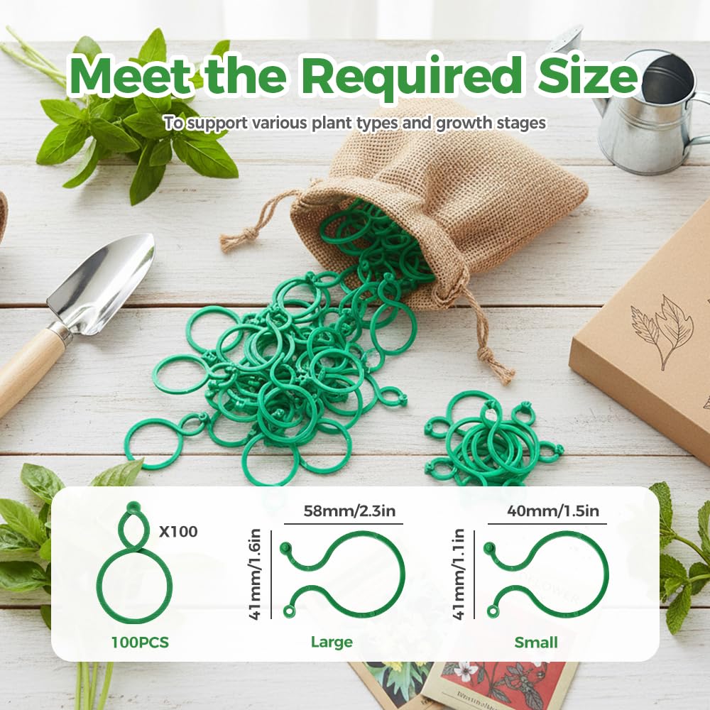 muxou Plant Stem Support,Plastic Plant Clips for Climbing Plants,Tomato Vine Clips,Plant Fixing Clips,Garden Clips (Green 50pcs)