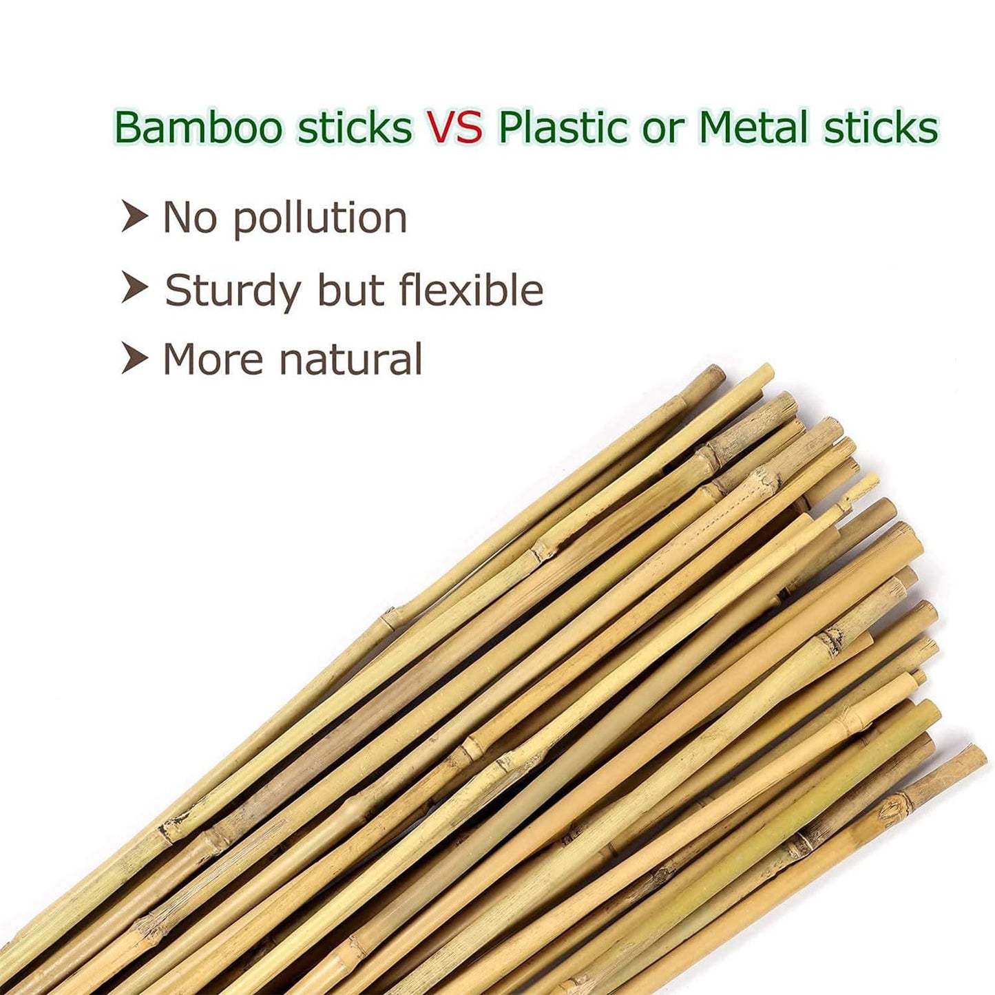 Cambaverd Bamboo Stakes for Plants, Natural Bamboo Plants Stakes 5 Feet, Garden Stakes for Climbing Plants Tomatoes, Beans, Potted Plants - 20Pcs Bamboo Poles (58in, Approx 5FT)