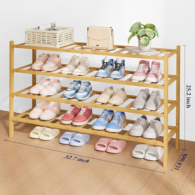 Kitsure Bamboo Wooden Shoe Rack
