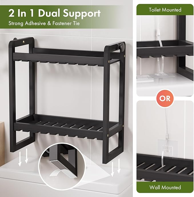AmazerBath Bamboo Over The Toilet Storage Shelf