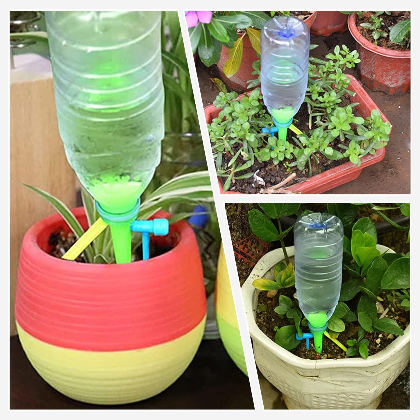 New Upgrade Plant Self Watering Spikes Devices, Plant Drip Irrigation System with Slow Release Control Valve Switch - Adjustable Watering Devices for Outdoor Indoor Garden Plants (15, Orange+Green)