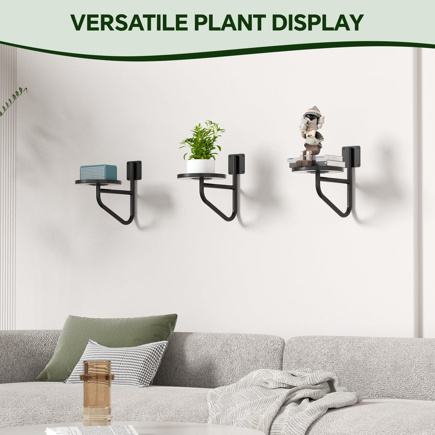 Vutirp Wall Plant Holder - Metal Hanging Plant Holder Stand, Hanging Planters for Indoor Plants Window Plant Shelves Hanger, Heavy Duty Wall Planter for Outdoor Living Room Home Decor (3 Pack)