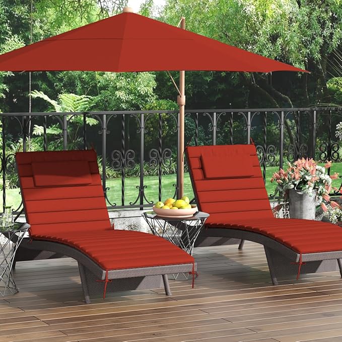 Sundale Outdoor Olefin Quilted Lounge Cushion Set of 2, Patio Foldable Chaise