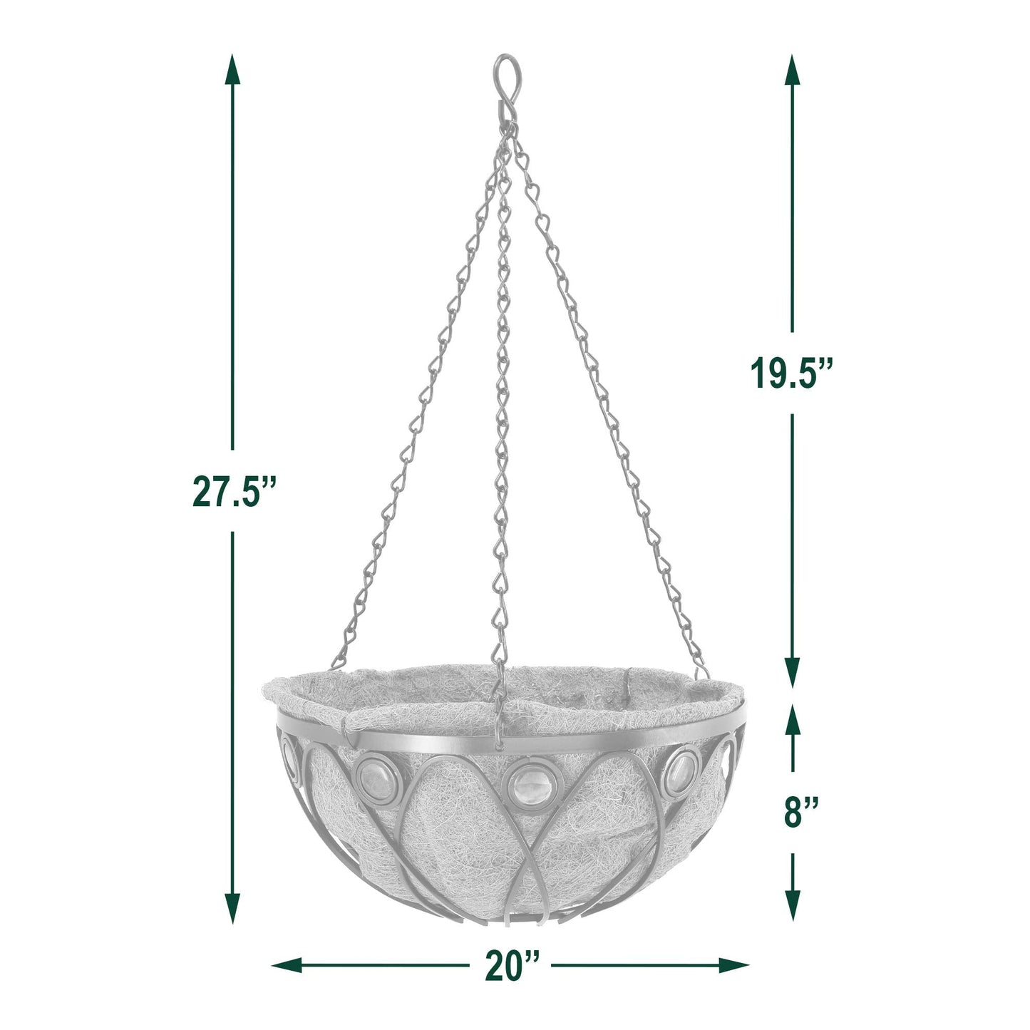 Arcadia Garden Products Emerald Series Round Hanging Basket Planters, 20-Inch Metal Copper Accent CB03