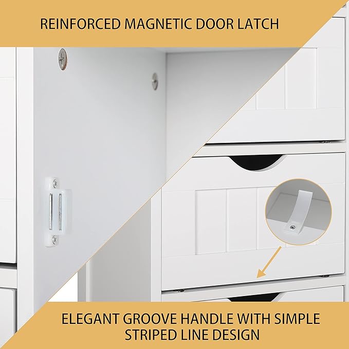 Yardenaler Bathroom Floor Storage Cabinet