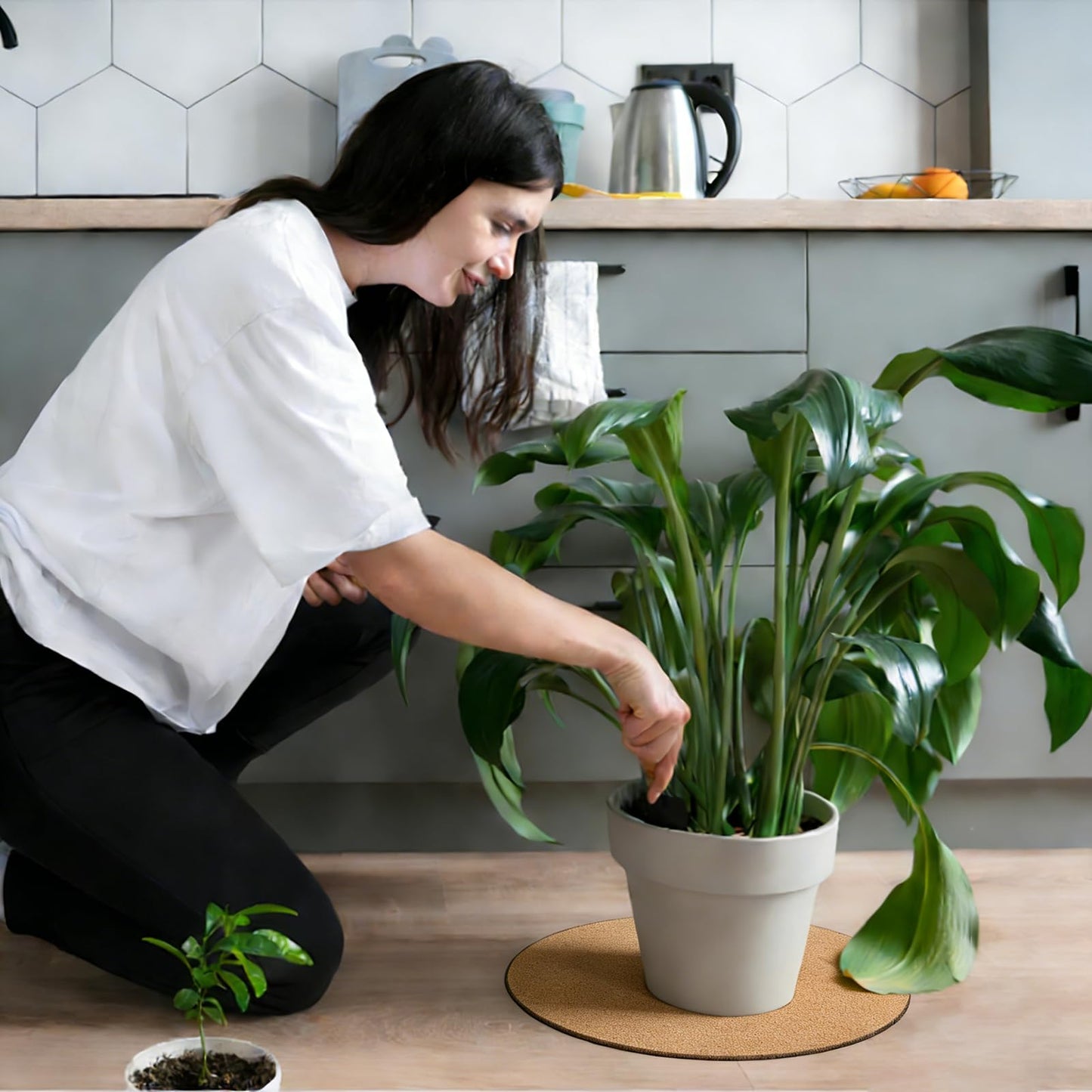 Zaruatu 2 Pcs Large Cork Plant Coasters 14 Inch Double Layers Thicken Planter Coaster Plant Pot Saucers Waterproof Non-Slip Mat for Indoor Outdoor Plants Home Floor Protection