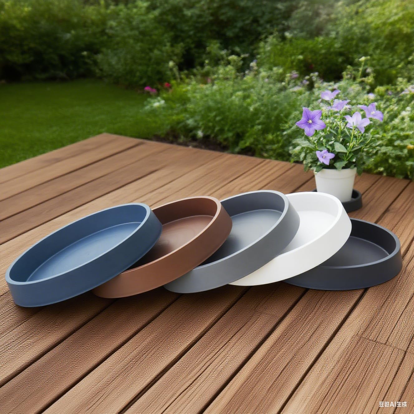 Bleuhome Plant Saucer Tray for Ceramic Plastic Pots, 14 inch Plant Saucers for Indoors, Pot Saucers Trays, Bird Bath Bowls, Flower Planter Water Drip Trays for Pots Base (14", Black)
