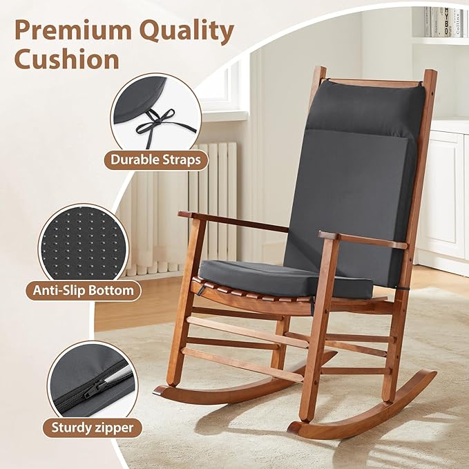 Waterproof Rocking Chair Cushions Outdoor & Indoor, Wooden Rocking Chair Pads