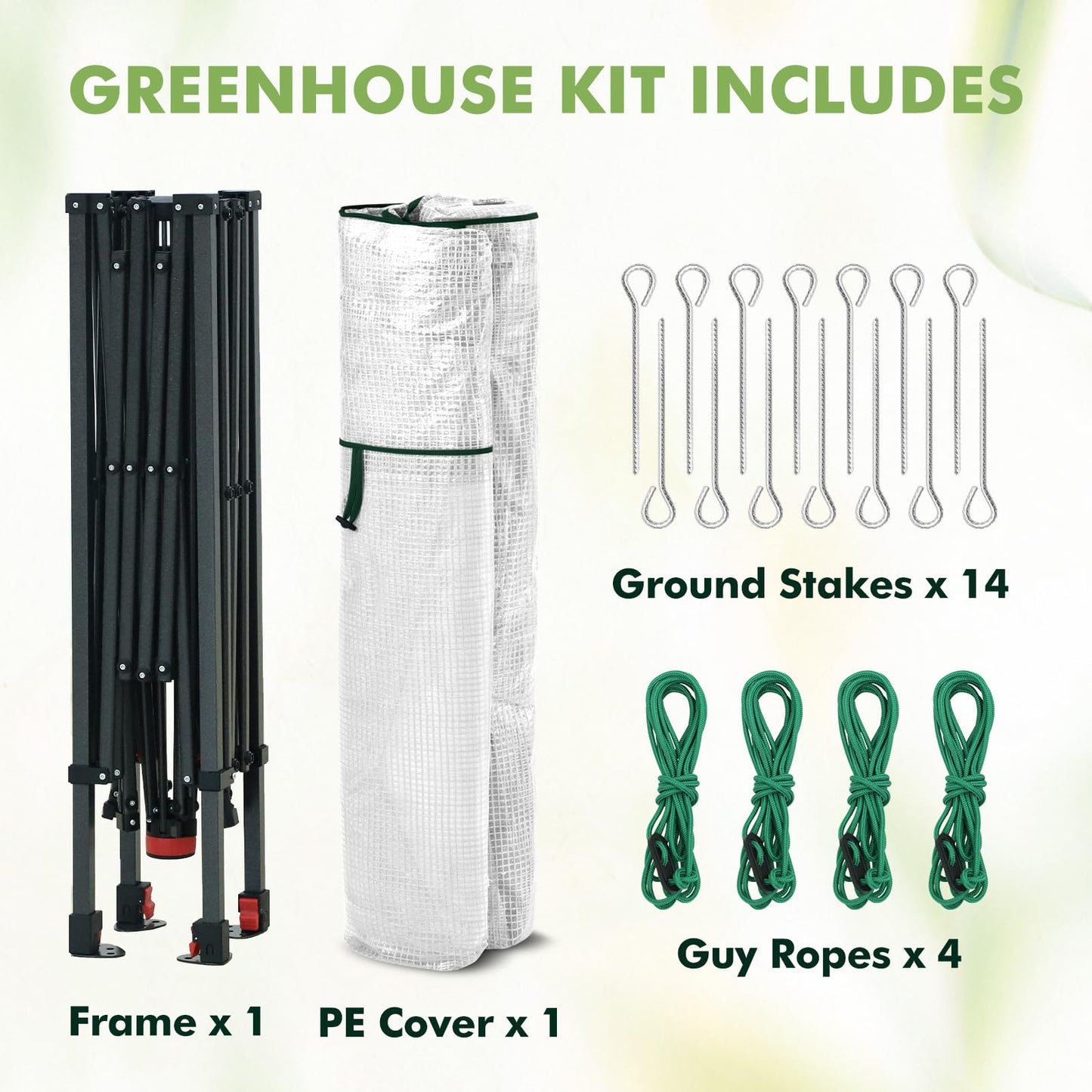 EAGLE PEAK 8x8 Portable Pop Up Greenhouse, Patented Center Lock Easy One Person Setup, Walk-in Outdoor Greenhouse with Gable Roof, Weight Bags, Zippered Doors & Windows, White