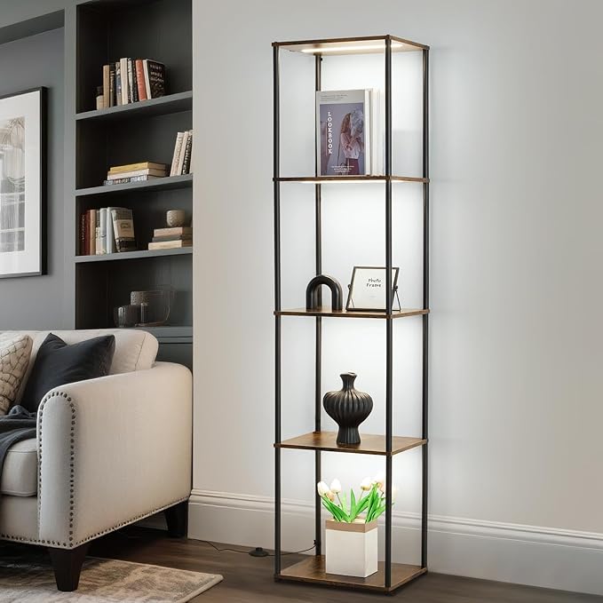 Tall Display Shelf with Lights, Dimmable LED Display Cases
