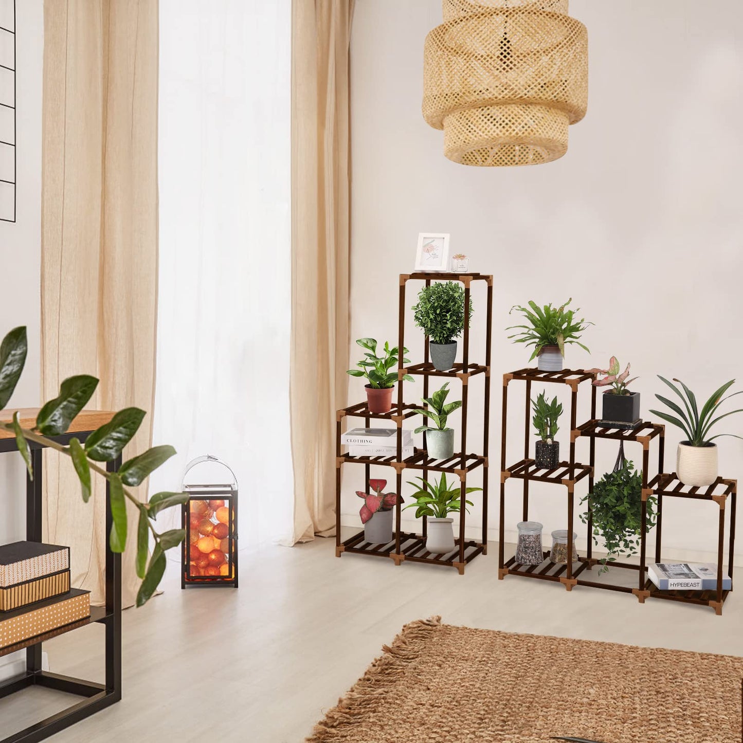 XXXFLOWER Plant Stand Indoor Outdoor 13 Tiers Wood Plant Shelf for Multiple Plants ,Large Plant Rack for Window Garden Balcony Patio Porch Living Room