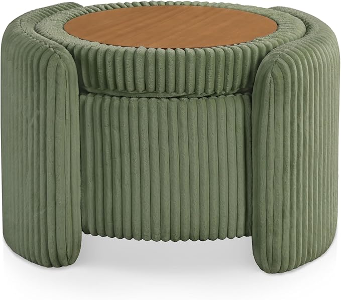 Furniture of America Lennox Modern Chenille 25-inch Round Storage Ottoman