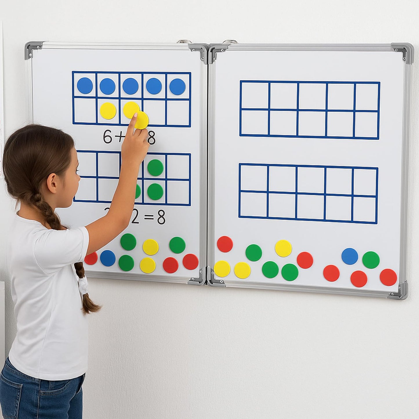 AmazingSpark 72" x 24" Foldable Whiteboard Dry Erase Board Large Tri Folding Whiteboard Magnetic Dry Erase Board, Wall Aluminium Frame and Flip Out Pen Tray for Office, Home