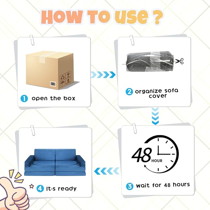 10 Pcs Modular Kids Play Sofa – Versatile Convertible Foam Cushion That Doubles