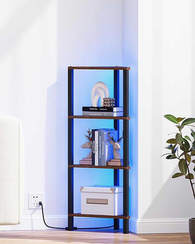 TUTOTAK Corner Shelf, 4-Tier Corner Bookshelf